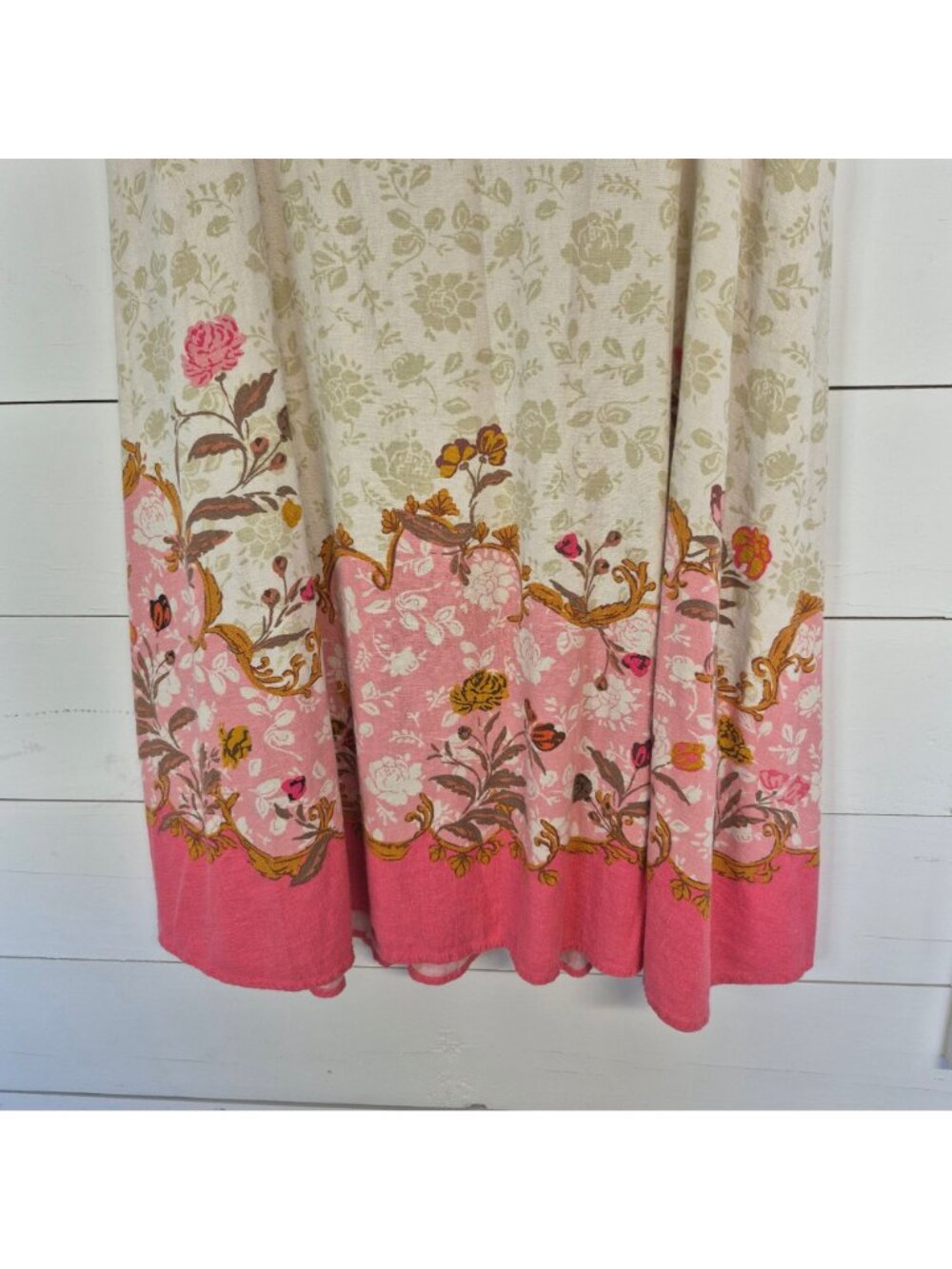 Rachel Zoe Floral Maxi Skirt Beige & Pink With Elastic Waist Size L - Picture 2 of 4